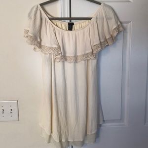 Cream Off-Shoulder or Flowy Short Sleeved Top